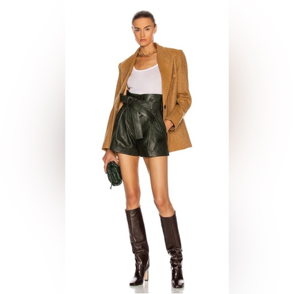 Ulla Johnson Othella Leather Forest Green Shorts - Picture 1 of 7